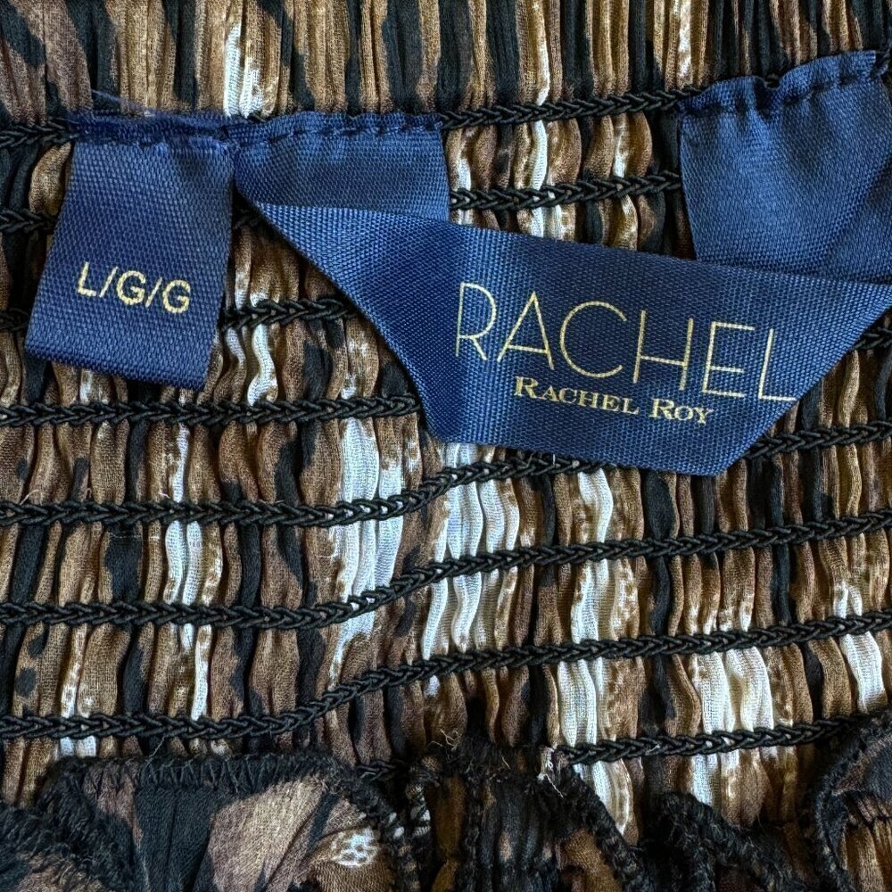 RACHEL Rachel Roy Harem Pants High Rise Wide Split Leg Tulip Hem Animal Print  L - Picture 5 of 6